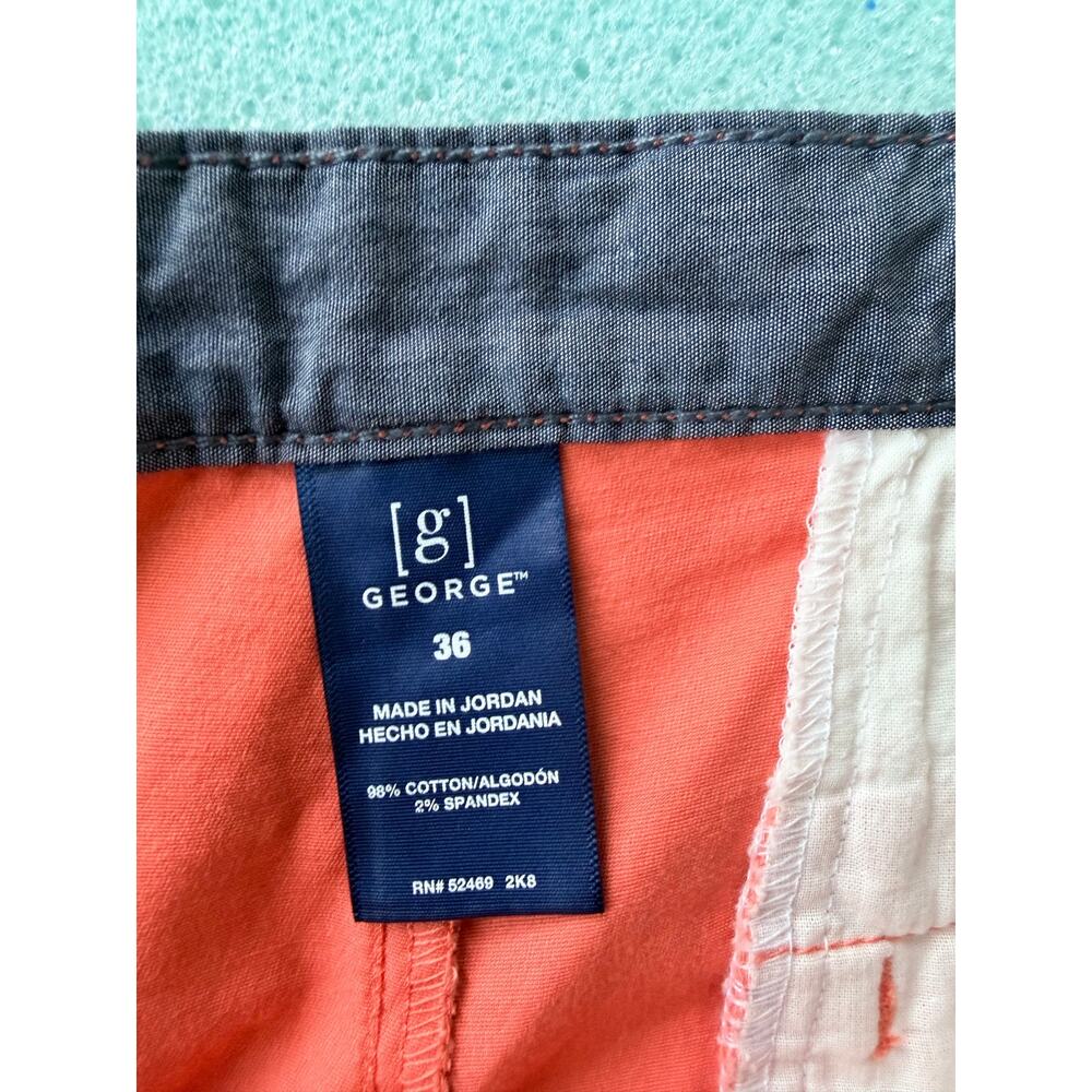 George Men's Cotton Blend Coral Shorts Chino NWT 36 - Picture 2 of 5